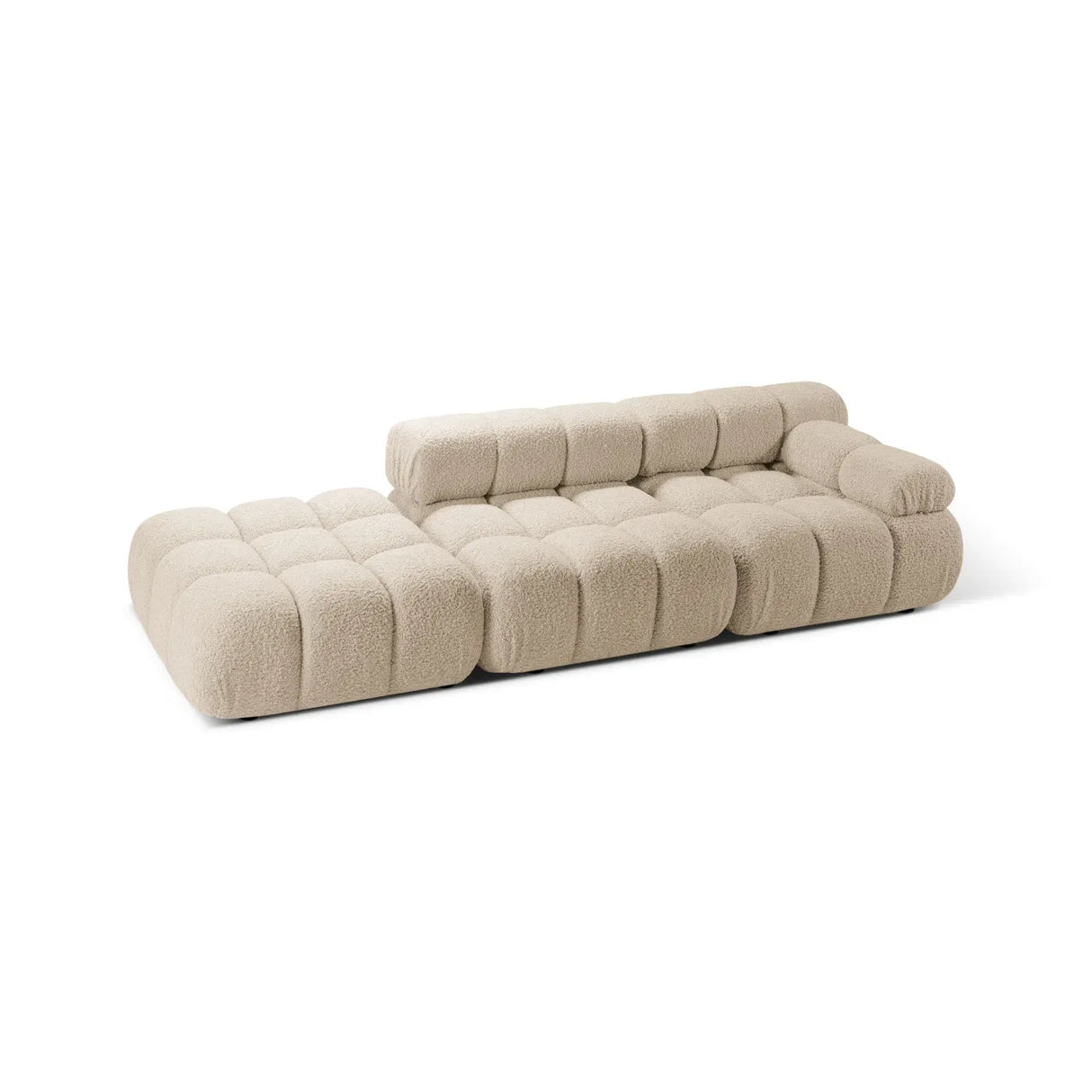 Bellis Modulares 3-Sitzer Sofa mit Pouf Links mit Boucle-Polsterung 282 cm - ZEN ZONE Furniture