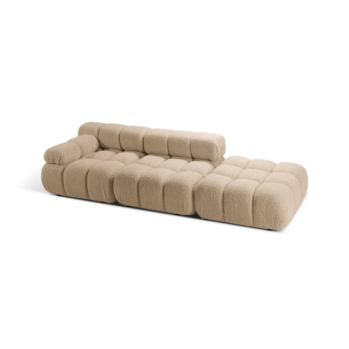 Bellis Modulares 3-Sitzer Sofa mit Pouf Rechts mit Boucle-Polsterung 282 cm - ZEN ZONE Furniture