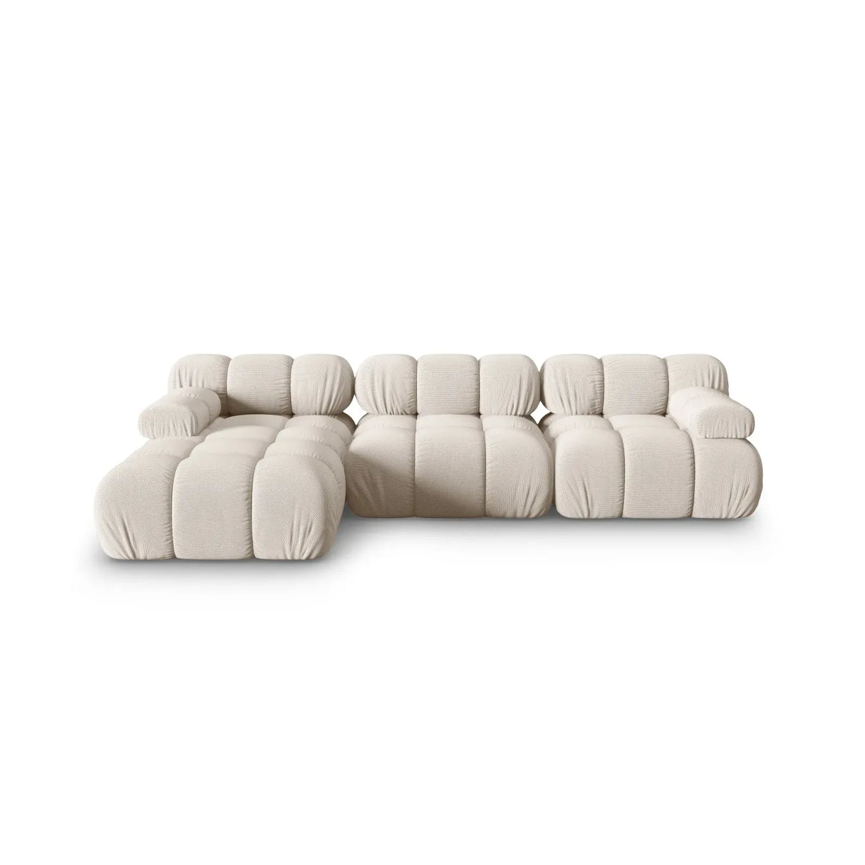Bellis Modulares 4-Sitzer Sofa Chaise Longue Links mit Samtbezug oder 3D-Stoff, 282 cm - ZEN ZONE Furniture