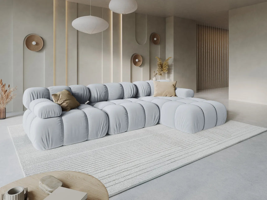 Bellis Modulares 4-Sitzer Sofa Chaise Longue Rechts mit Samt-Stoff (Blu06) in Hellblau, 282 cm – Bild 2