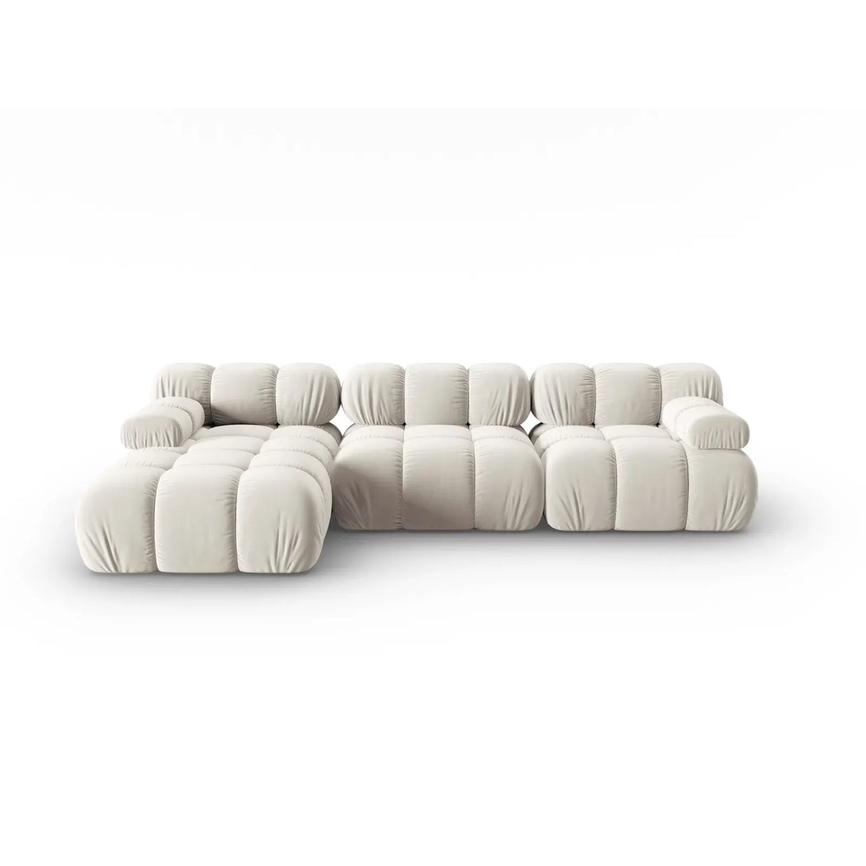 Bellis Modulares 4-Sitzer Sofa Chaise Longue Links mit Samtbezug oder 3D-Stoff, 282 cm - ZEN ZONE Furniture