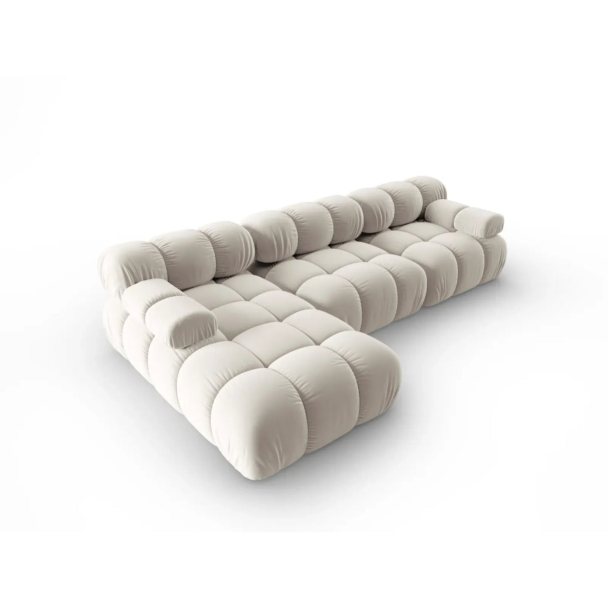 Bellis Modulares 4-Sitzer Sofa Chaise Longue Links mit Samtbezug oder 3D-Stoff, 282 cm - ZEN ZONE Furniture