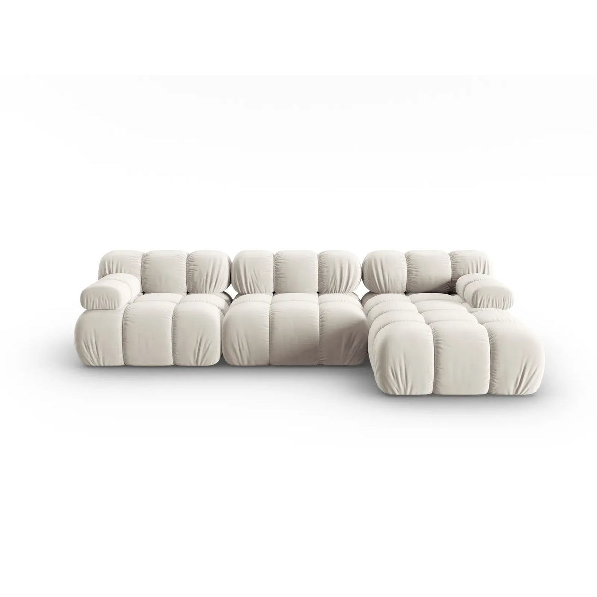 Bellis Modulares 4-Sitzer Sofa Chaise Longue Rechts mit Samtbezug oder 3D-Stoff, 282 cm - ZEN ZONE Furniture