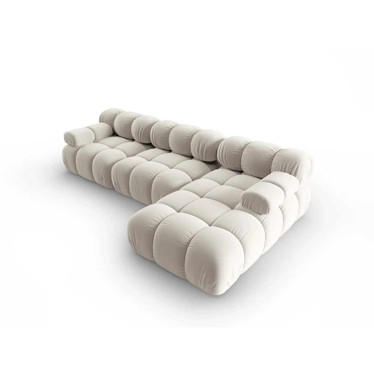 Bellis Modulares 4-Sitzer Sofa Chaise Longue Rechts mit Samtbezug oder 3D-Stoff, 282 cm - ZEN ZONE Furniture