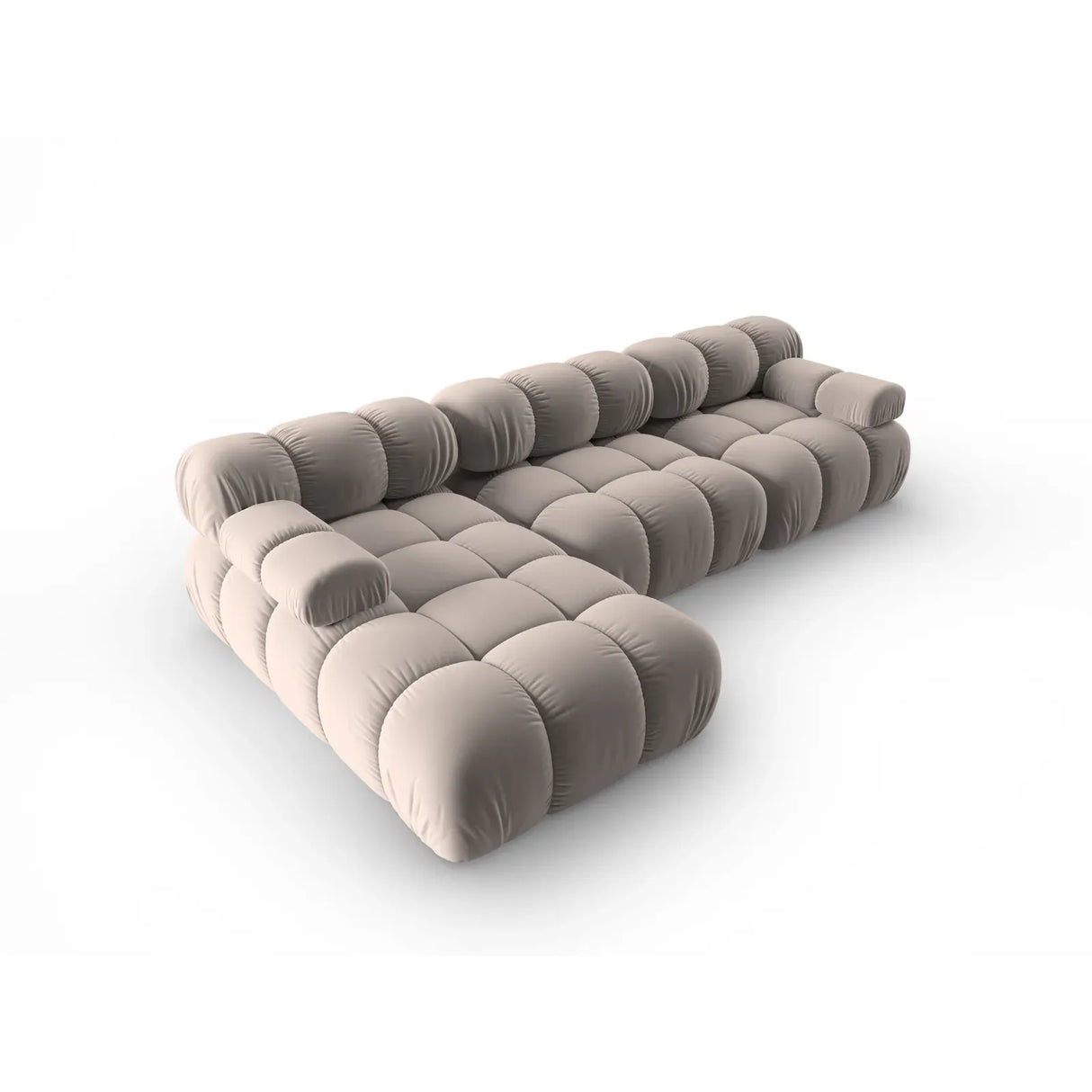 Bellis Modulares 4-Sitzer Sofa Chaise Longue Links mit Samtbezug oder 3D-Stoff, 282 cm - ZEN ZONE Furniture