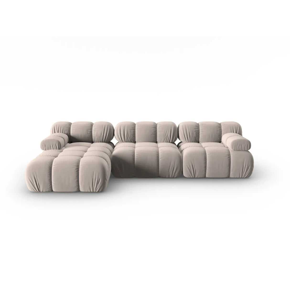 Bellis Modulares 4-Sitzer Sofa Chaise Longue Links mit Samtbezug oder 3D-Stoff, 282 cm - ZEN ZONE Furniture