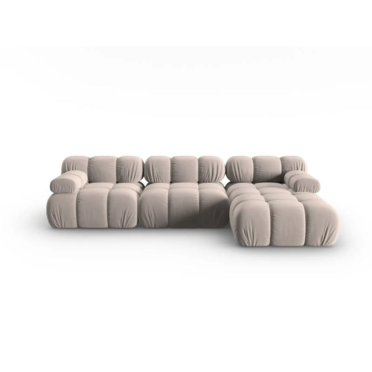 Bellis Modulares 4-Sitzer Sofa Chaise Longue Rechts mit Samtbezug oder 3D-Stoff, 282 cm - ZEN ZONE Furniture