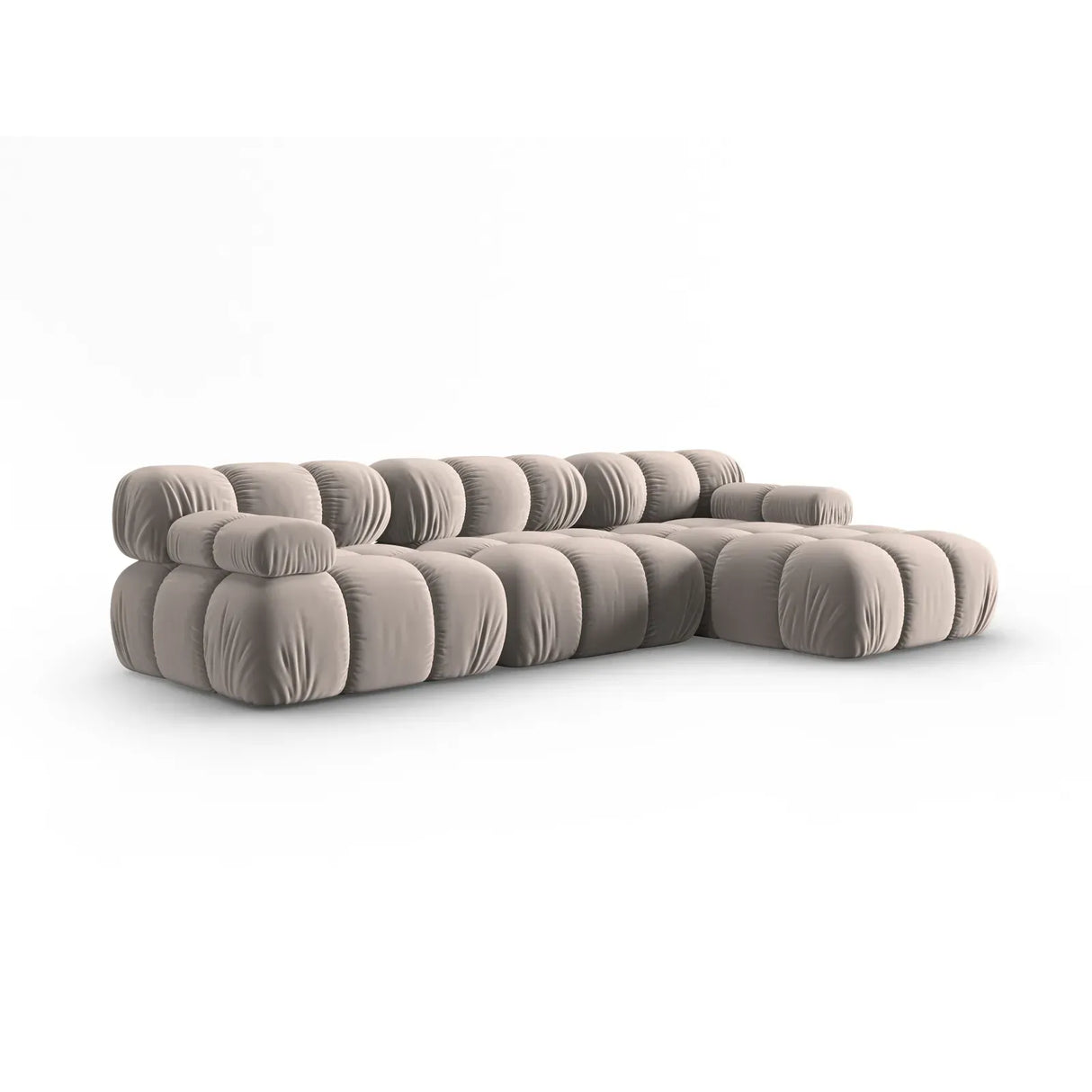 Bellis Modulares 4-Sitzer Sofa Chaise Longue Rechts mit Samtbezug oder 3D-Stoff, 282 cm - ZEN ZONE Furniture