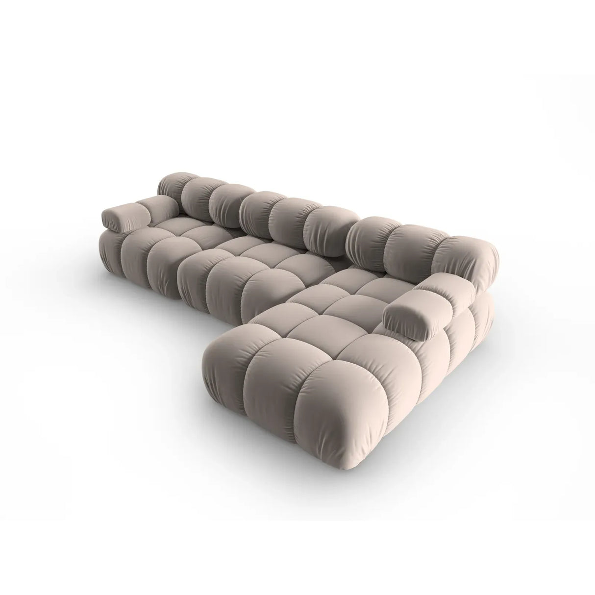 Bellis Modulares 4-Sitzer Sofa Chaise Longue Rechts mit Samtbezug oder 3D-Stoff, 282 cm - ZEN ZONE Furniture