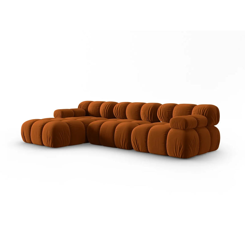 Bellis Modulares 4-Sitzer Sofa Chaise Longue Links mit Samtbezug oder 3D-Stoff, 282 cm - ZEN ZONE Furniture
