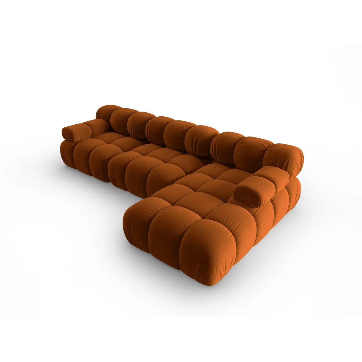 Bellis Modulares 4-Sitzer Sofa Chaise Longue Rechts mit Samtbezug oder 3D-Stoff, 282 cm - ZEN ZONE Furniture