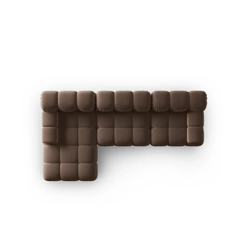 Bellis Modulares 4-Sitzer Sofa Chaise Longue Links mit Samtbezug oder 3D-Stoff, 282 cm - ZEN ZONE Furniture