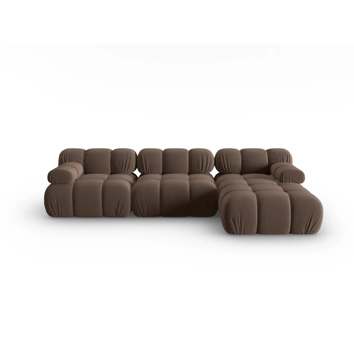 Bellis Modulares 4-Sitzer Sofa Chaise Longue Rechts mit Samtbezug oder 3D-Stoff, 282 cm - ZEN ZONE Furniture