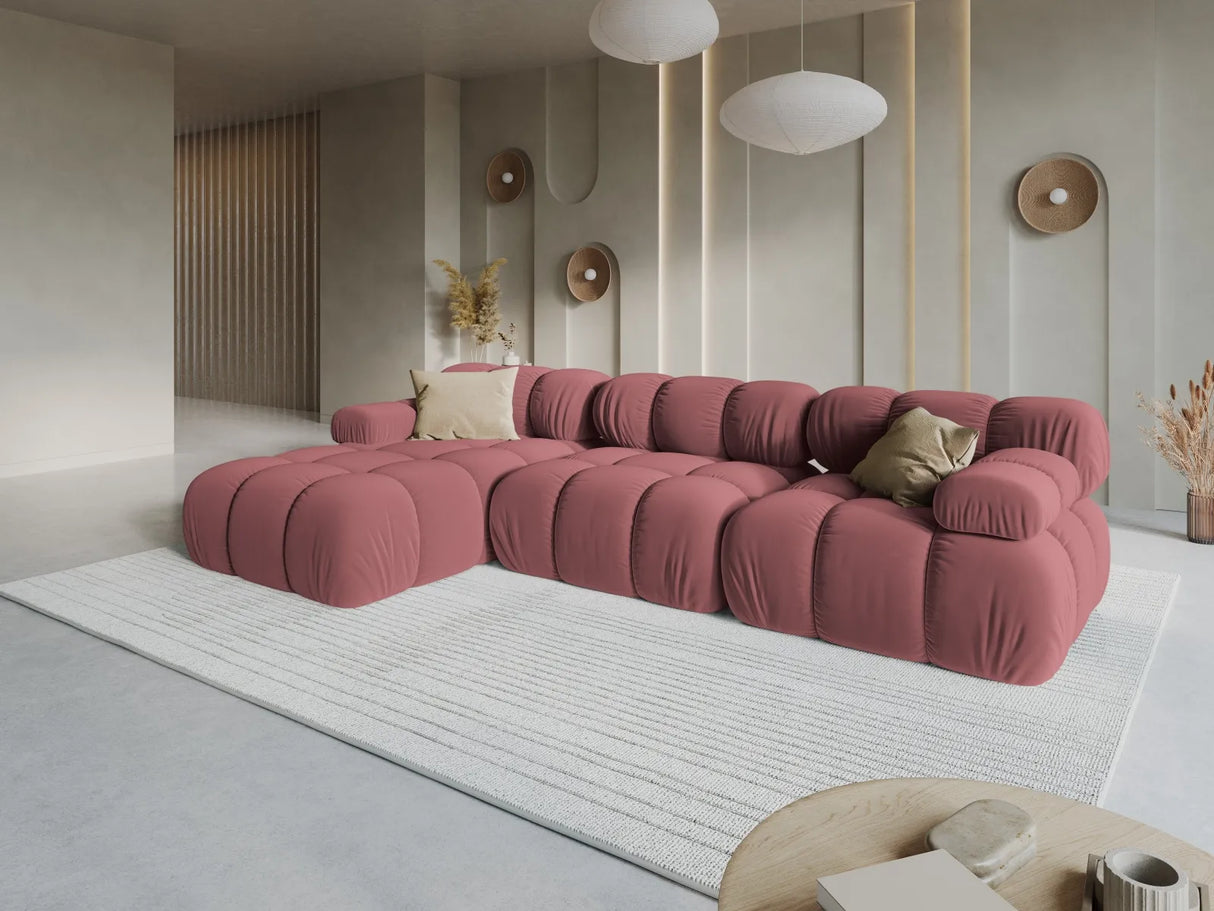 Bellis Modulares 4-Sitzer Sofa Chaise Longue Rechts mit Samt-Stoff (Blu52) in Rosa, 282 cm – Bild 1