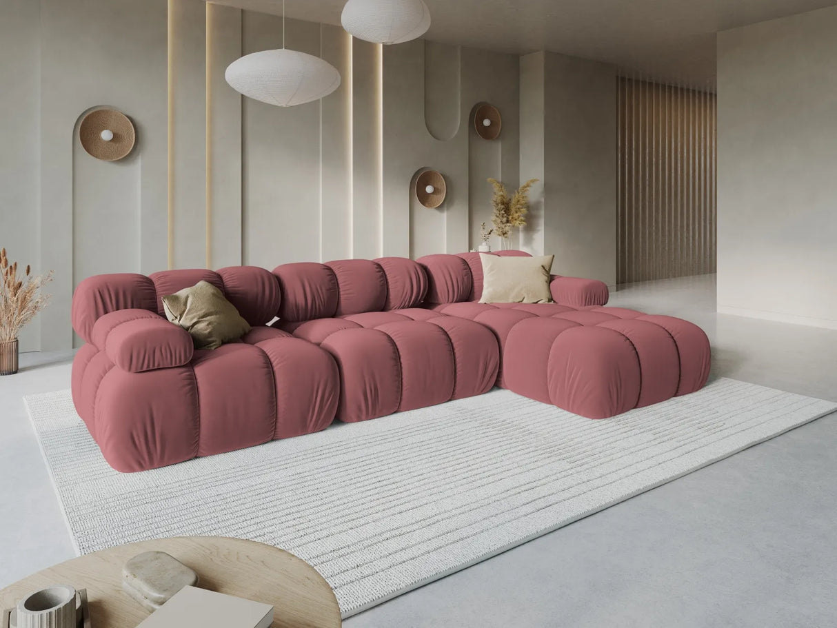 Bellis Modulares 4-Sitzer Sofa Chaise Longue Rechts mit Samt-Stoff (Blu52) in Rosa, 282 cm – Bild 9