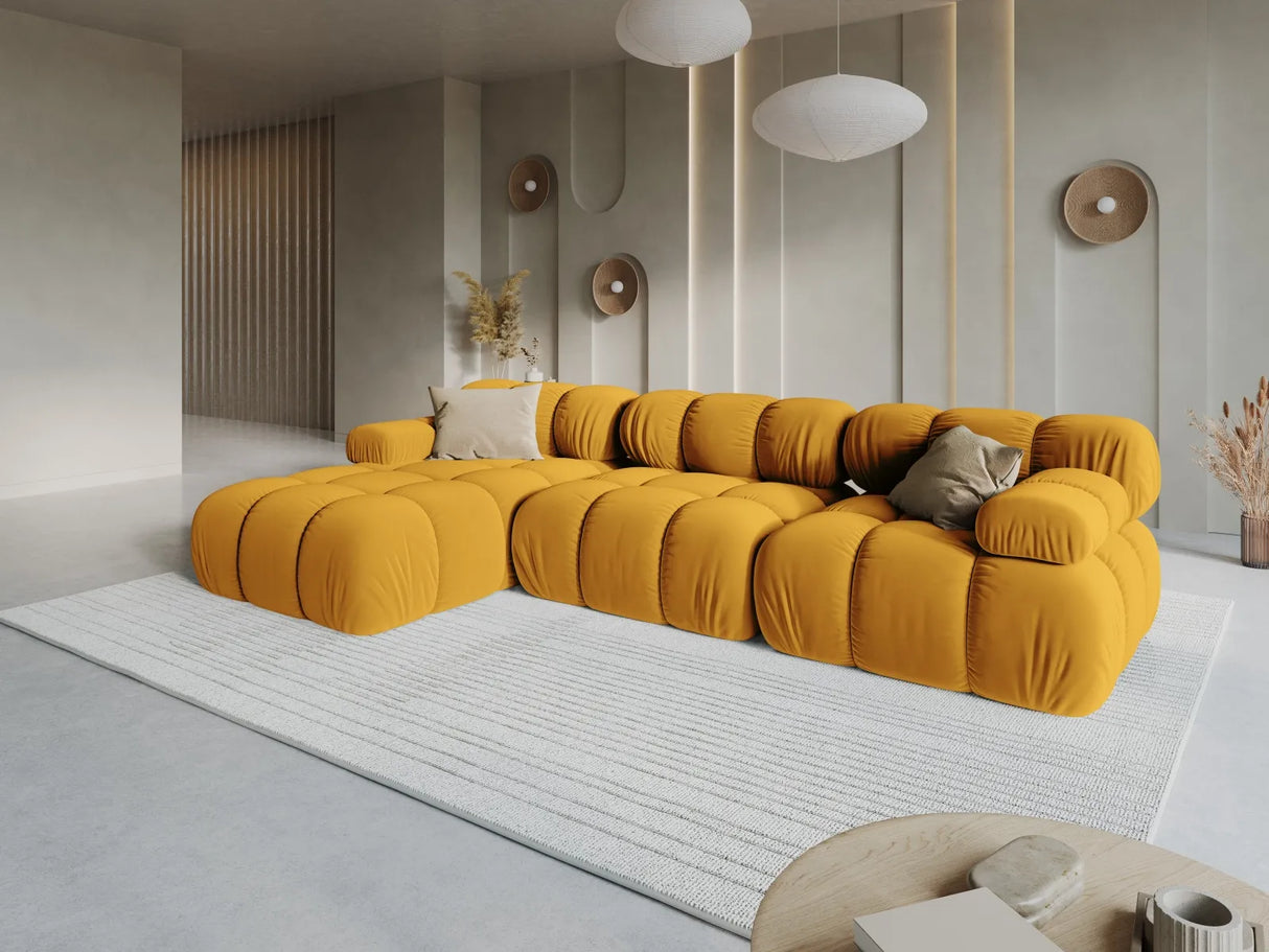 Bellis Modulares 4-Sitzer Sofa Chaise Longue Rechts mit Samt-Stoff (Blu68) in Gelb, 282 cm – Bild 8