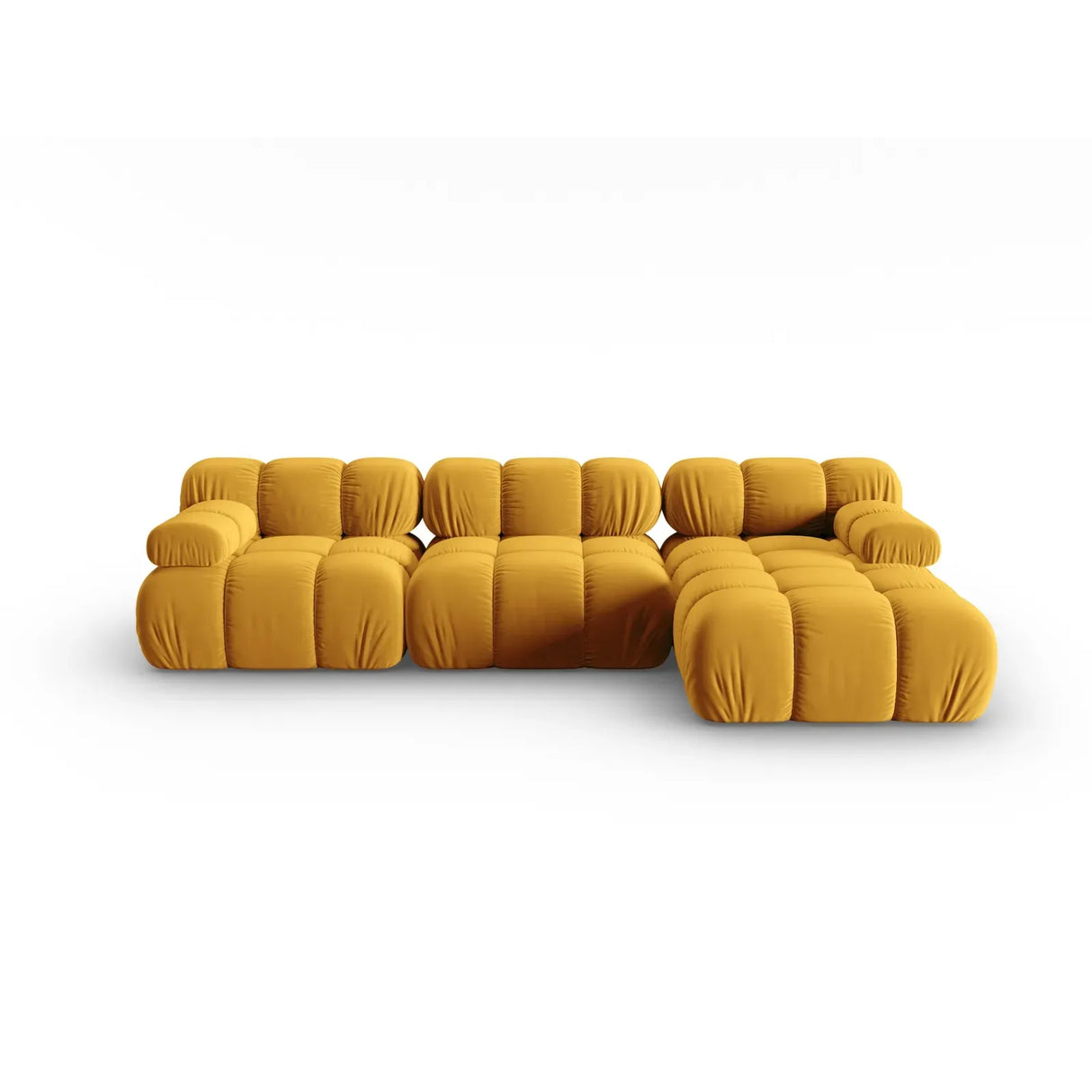 Bellis Modulares 4-Sitzer Sofa Chaise Longue Rechts mit Samtbezug oder 3D-Stoff, 282 cm - ZEN ZONE Furniture
