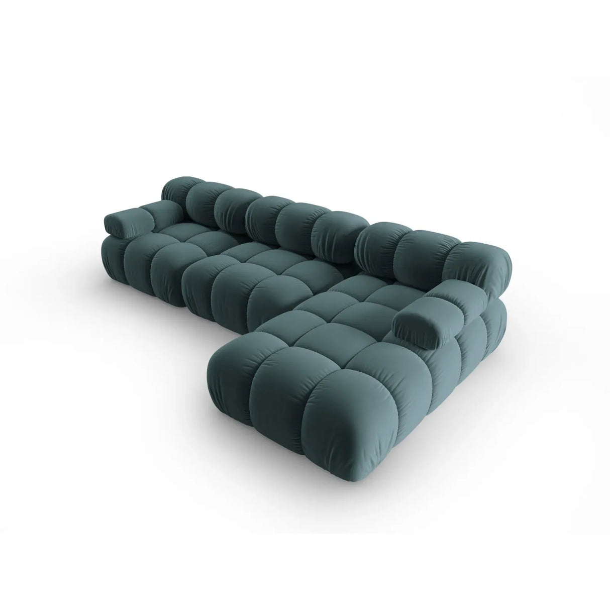 Bellis Modulares 4-Sitzer Sofa Chaise Longue Rechts mit Samtbezug oder 3D-Stoff, 282 cm - ZEN ZONE Furniture