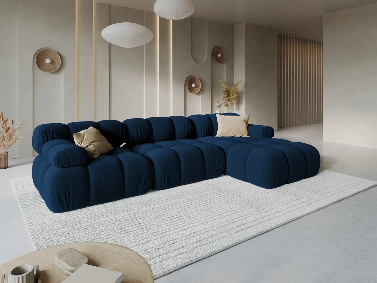 Bellis Modulares 4-Sitzer Sofa Chaise Longue Rechts mit Samt-Stoff (Blu86) in Königsblau, 282 cm – Bild 9