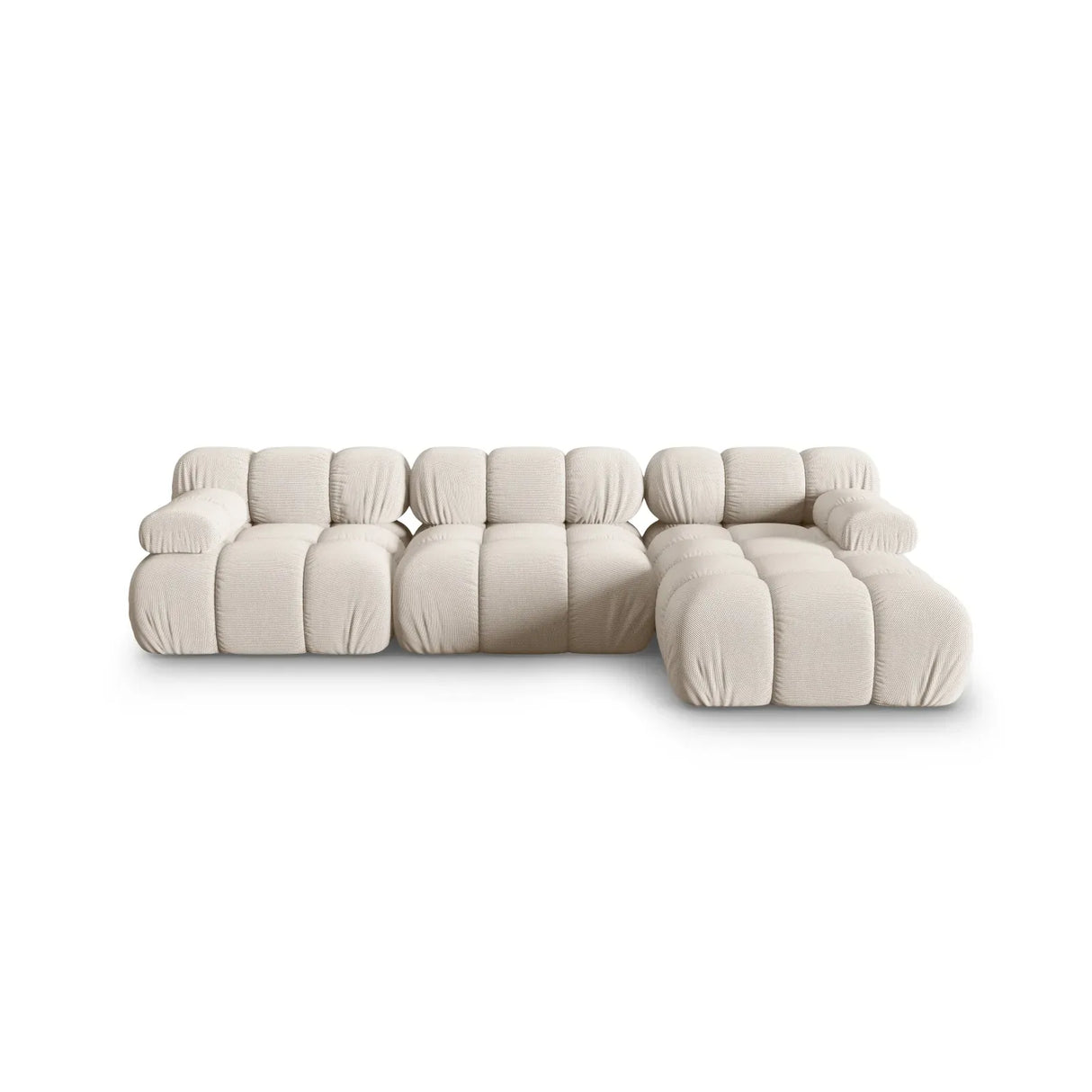Bellis Modulares 4-Sitzer Sofa Chaise Longue Rechts mit Samtbezug oder 3D-Stoff, 282 cm - ZEN ZONE Furniture