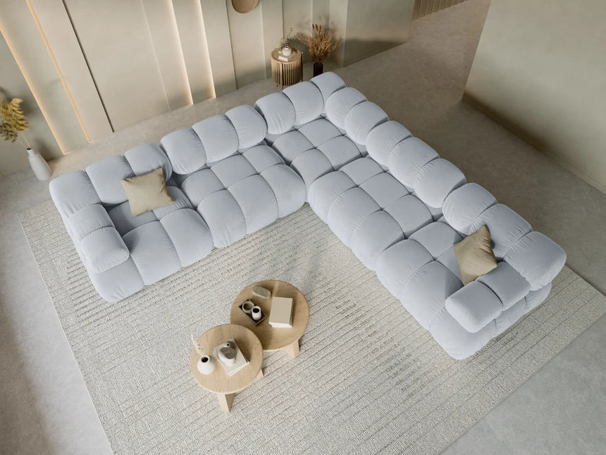 Bellis Modulares 5-Sitzer Ecksofa mit Samt-Stoff (Blu06) in Hellblau 282 cm – Bild 8