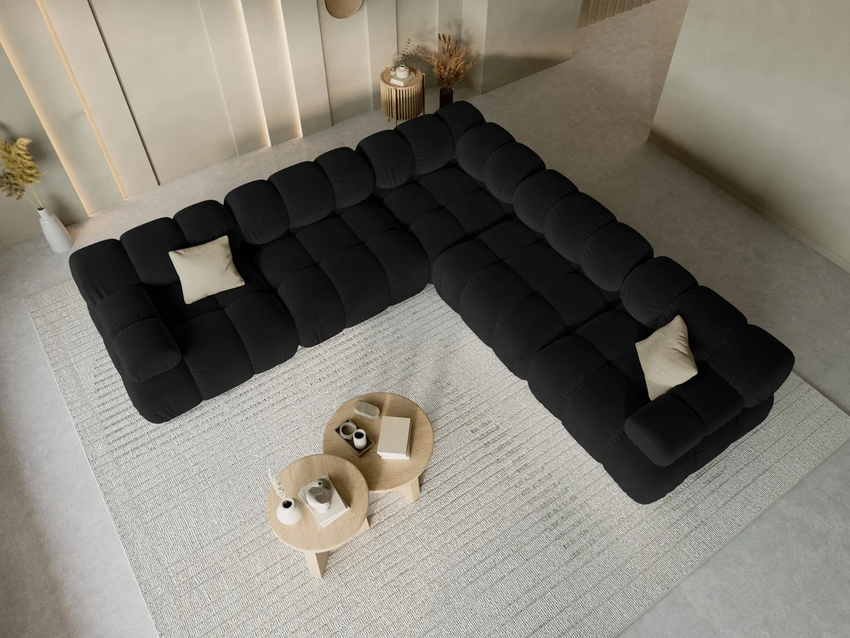 Bellis Modulares 5-Sitzer Ecksofa mit Samt-Stoff (Blu19) in Schwarz 282 cm – Bild 8