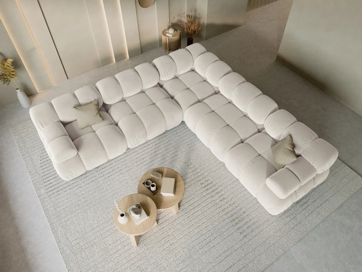 Bellis Modulares 5-Sitzer Ecksofa mit Samt-Stoff (Blu30) in Dunkelbeige 282 cm – Bild 8