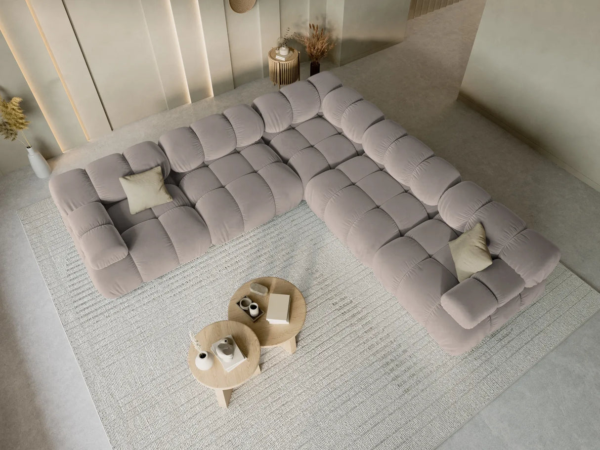 Bellis Modulares 5-Sitzer Ecksofa mit Samt-Stoff (Blu40) in Cappuccino 282 cm – Bild 8