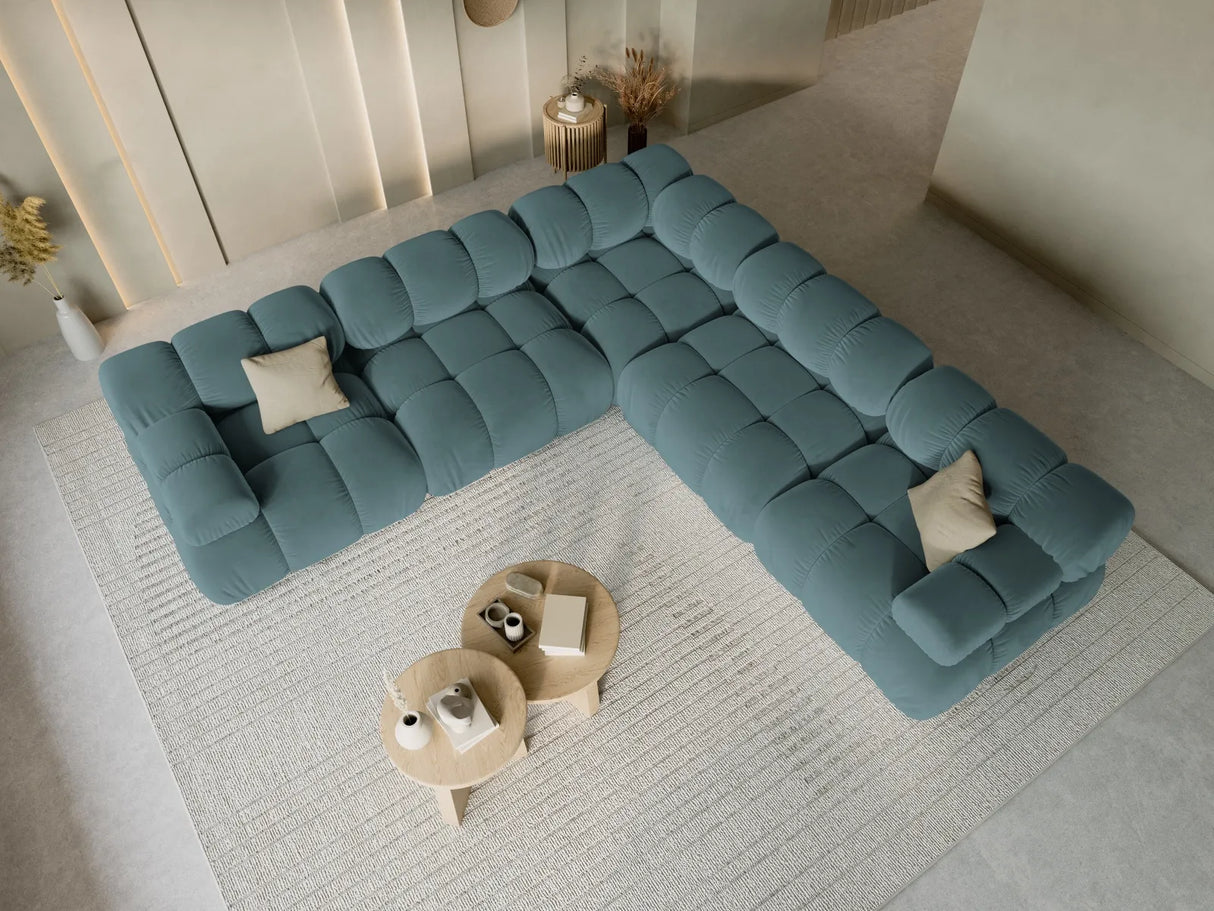 Bellis Modulares 5-Sitzer Ecksofa mit Samt-Stoff (Blu85) in Türkis 282 cm – Bild 8