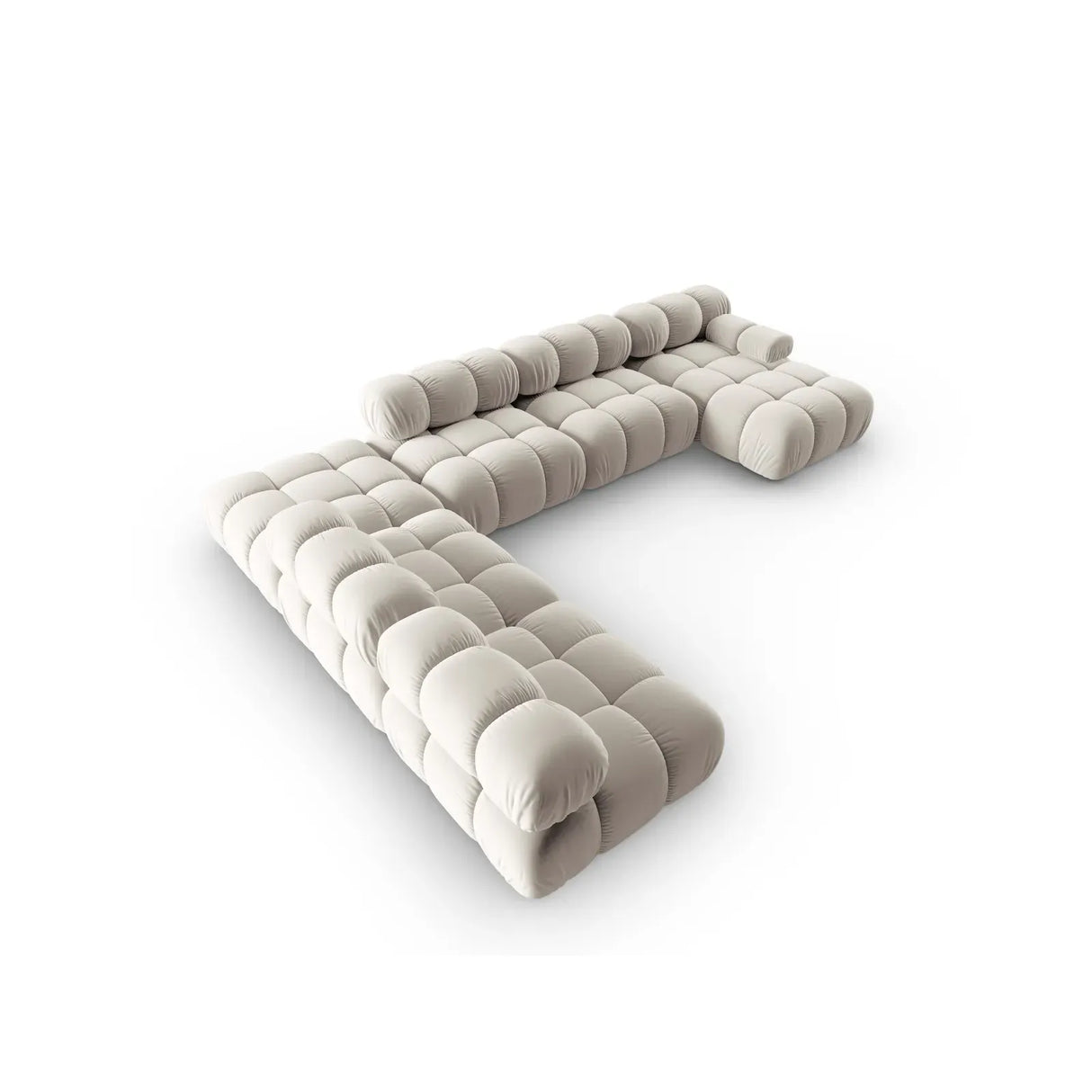 Bellis Modulares Sofa 6 Module Chaise Longue Links mit Samtbezug oder 3D-Stoff, 376x282 cm - ZEN ZONE Furniture