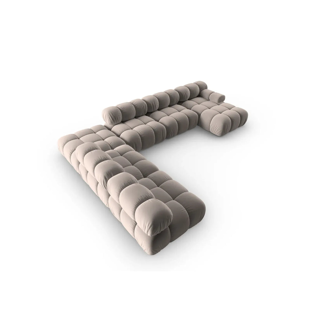 Bellis Modulares Sofa 6 Module Chaise Longue Links mit Samtbezug oder 3D-Stoff, 376x282 cm - ZEN ZONE Furniture