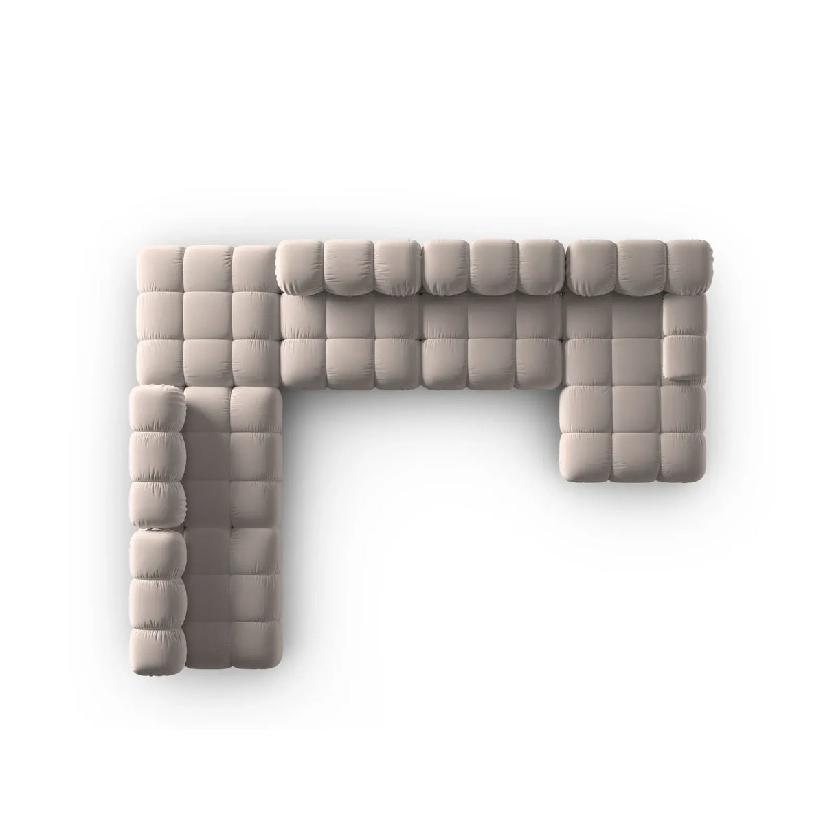 Bellis Modulares Sofa 6 Module Chaise Longue Links mit Samtbezug oder 3D-Stoff, 376x282 cm - ZEN ZONE Furniture