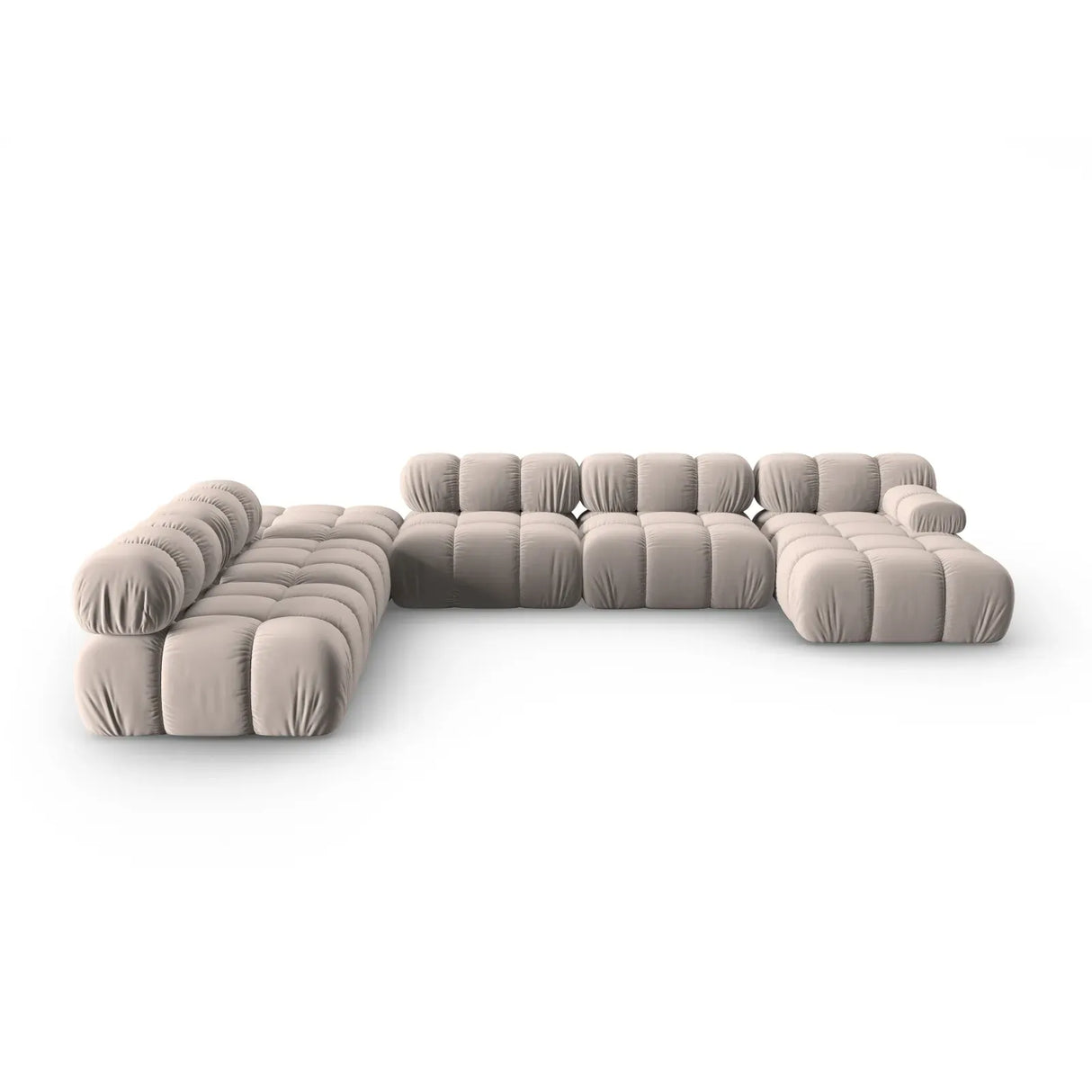 Bellis Modulares Sofa 6 Module Chaise Longue Links mit Samtbezug oder 3D-Stoff, 376x282 cm - ZEN ZONE Furniture