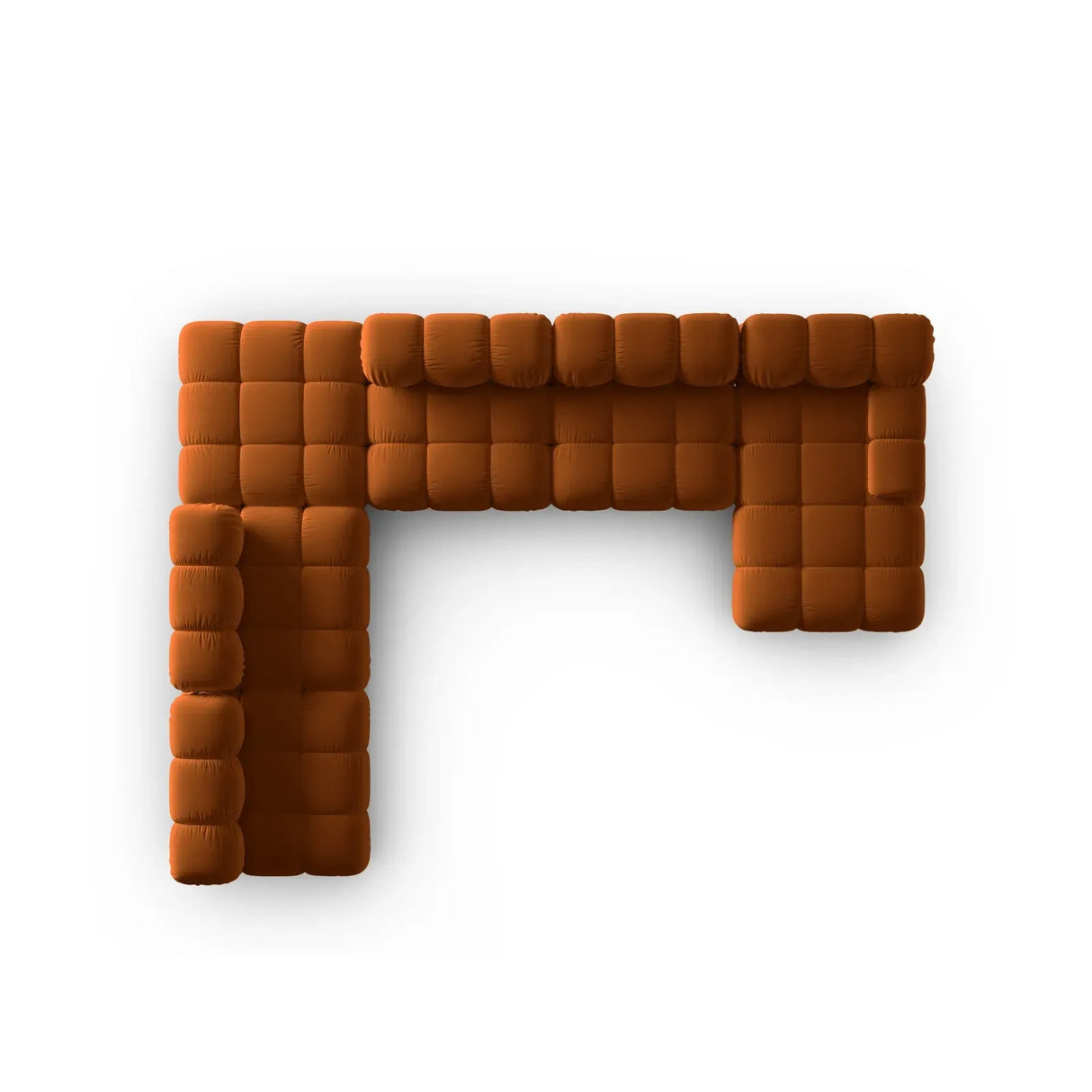 Bellis Modulares Sofa 6 Module Chaise Longue Links mit Samtbezug oder 3D-Stoff, 376x282 cm - ZEN ZONE Furniture