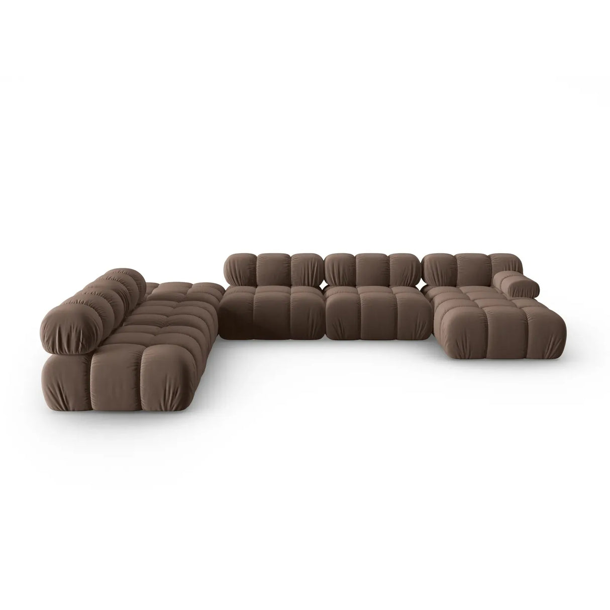 Bellis Modulares Sofa 6 Module Chaise Longue Links mit Samtbezug oder 3D-Stoff, 376x282 cm - ZEN ZONE Furniture