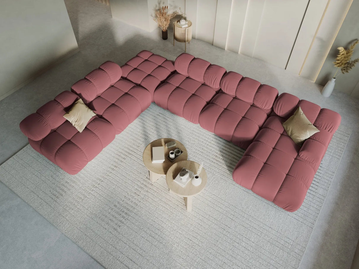 Bellis Modulares Sofa 6 Module Chaise Longue Links mit Samt-Stoff (Blu52) in Rosa, 376x282 cm – Bild 2