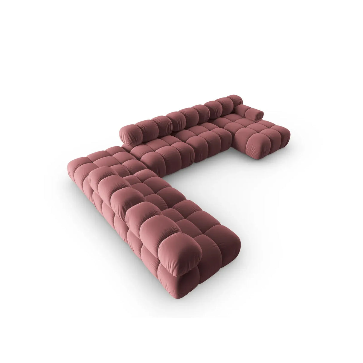 Bellis Modulares Sofa 6 Module Chaise Longue Links mit Samtbezug oder 3D-Stoff, 376x282 cm - ZEN ZONE Furniture