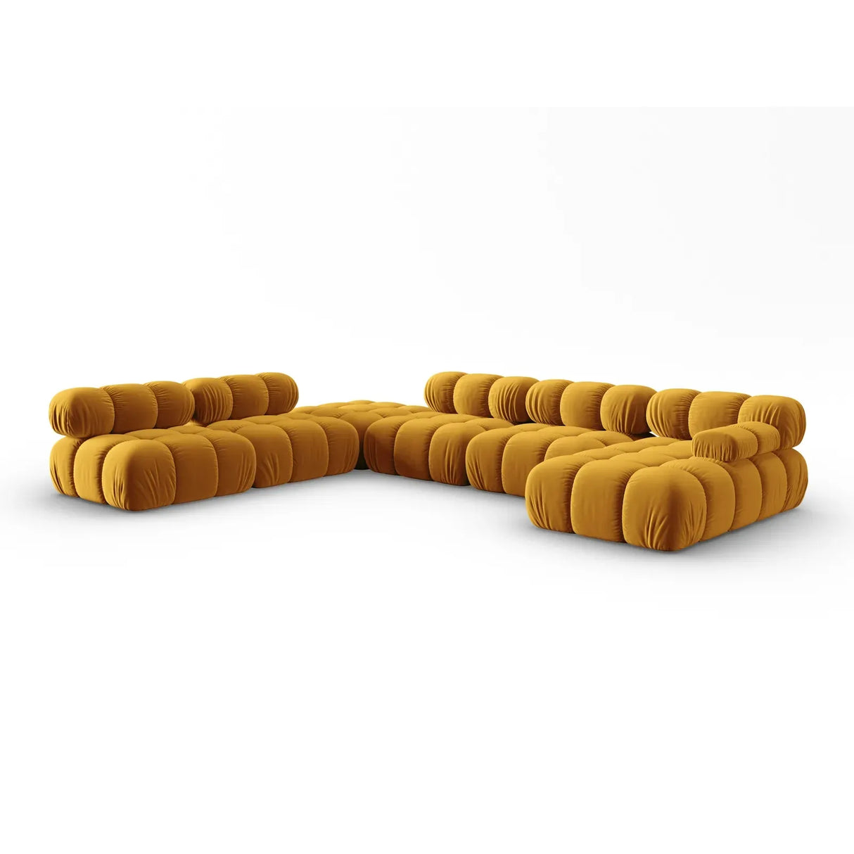 Bellis Modulares Sofa 6 Module Chaise Longue Links mit Samtbezug oder 3D-Stoff, 376x282 cm - ZEN ZONE Furniture