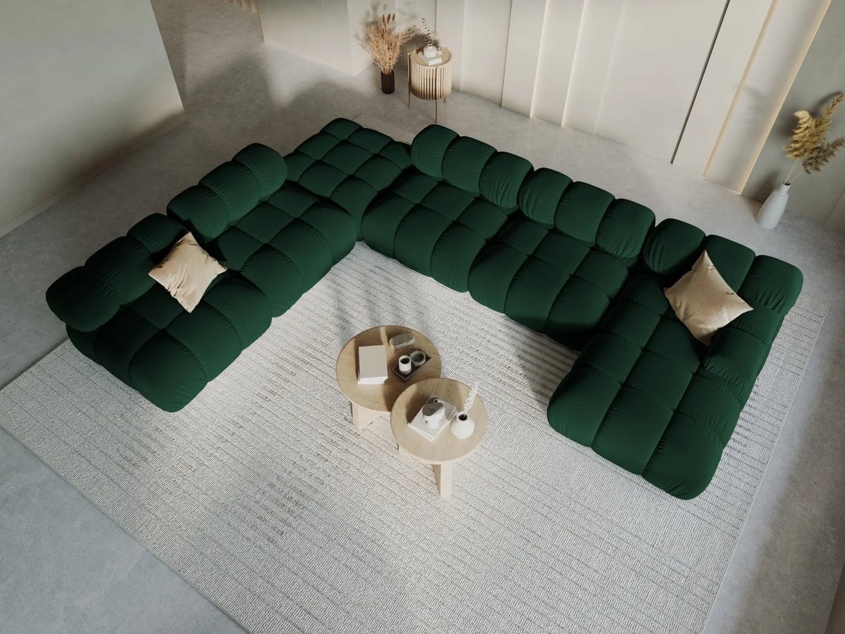 Bellis Modulares Sofa 6 Module Chaise Longue Links mit Samt-Stoff (Blu78) in Flaschengrün, 376x282 cm – Bild 9