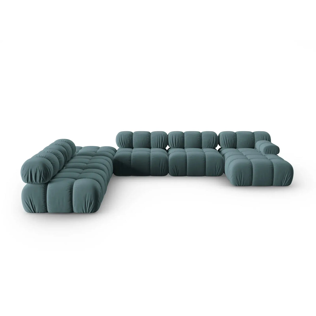 Bellis Modulares Sofa 6 Module Chaise Longue Links mit Samtbezug oder 3D-Stoff, 376x282 cm - ZEN ZONE Furniture