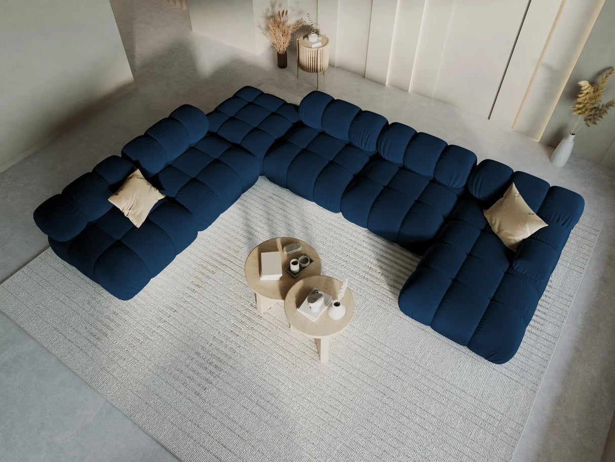 Bellis Modulares Sofa 6 Module Chaise Longue Links mit Samt-Stoff (Blu86) in Königsblau, 376x282 cm – Bild 2
