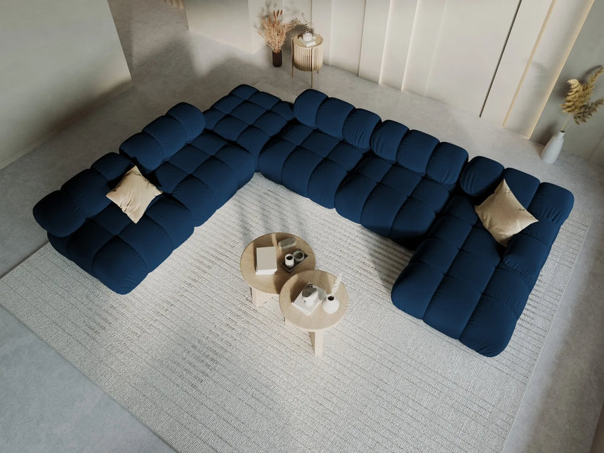 Bellis Modulares Sofa 6 Module Chaise Longue Links mit Samt-Stoff (Blu86) in Königsblau, 376x282 cm – Bild 2