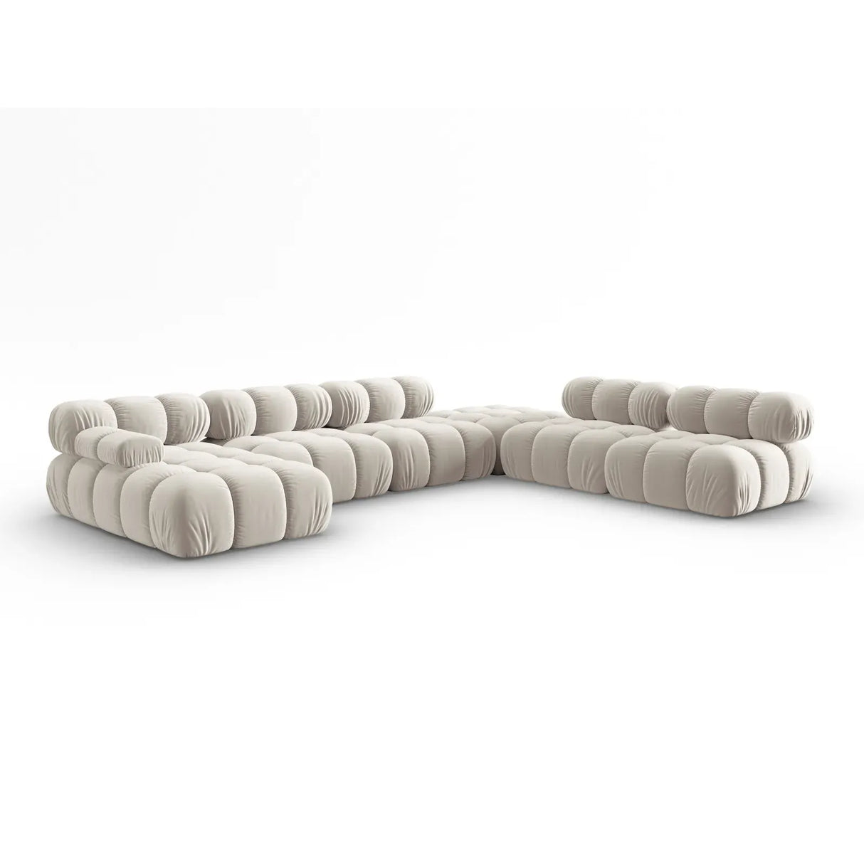 Bellis Modulares Sofa 6 Module Chaise Longue Rechts mit Samtbezug oder 3D-Stoff, 376x282 cm - ZEN ZONE Furniture