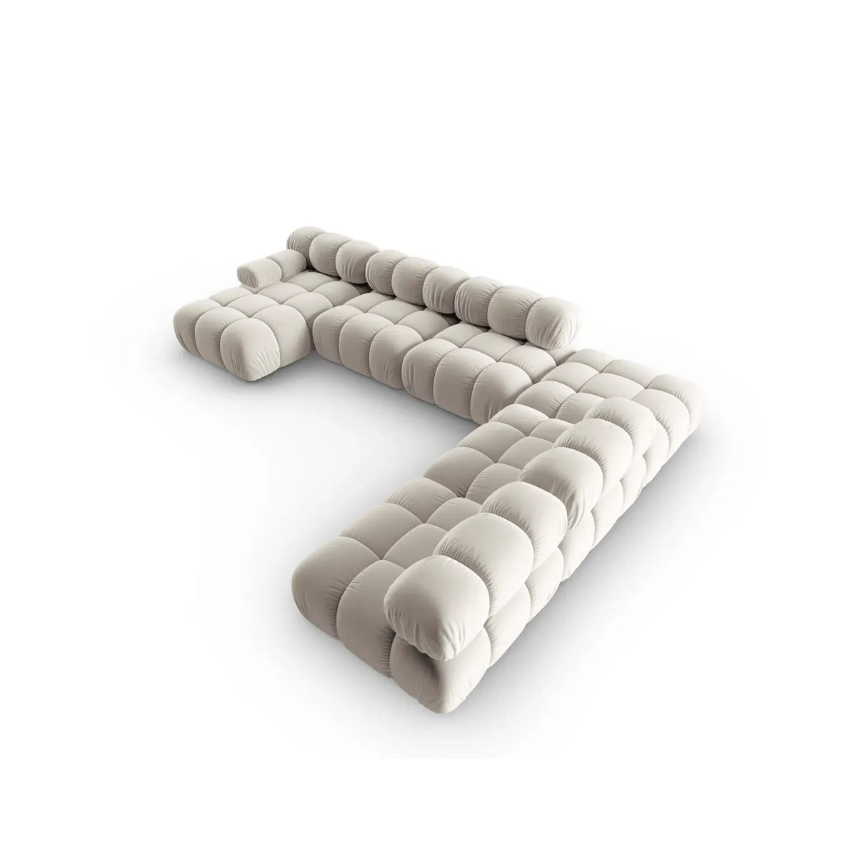 Bellis Modulares Sofa 6 Module Chaise Longue Rechts mit Samtbezug oder 3D-Stoff, 376x282 cm - ZEN ZONE Furniture