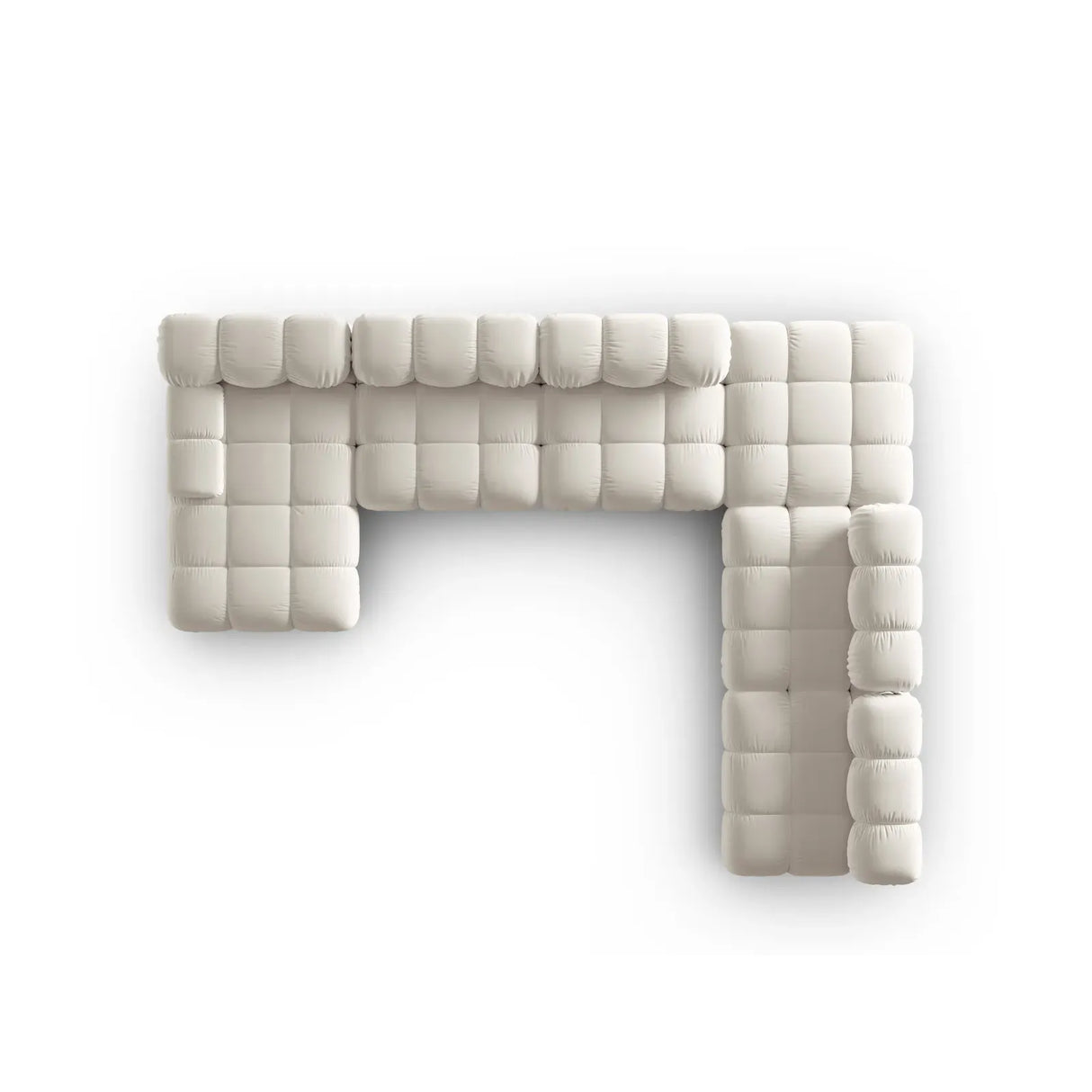 Bellis Modulares Sofa 6 Module Chaise Longue Rechts mit Samtbezug oder 3D-Stoff, 376x282 cm - ZEN ZONE Furniture