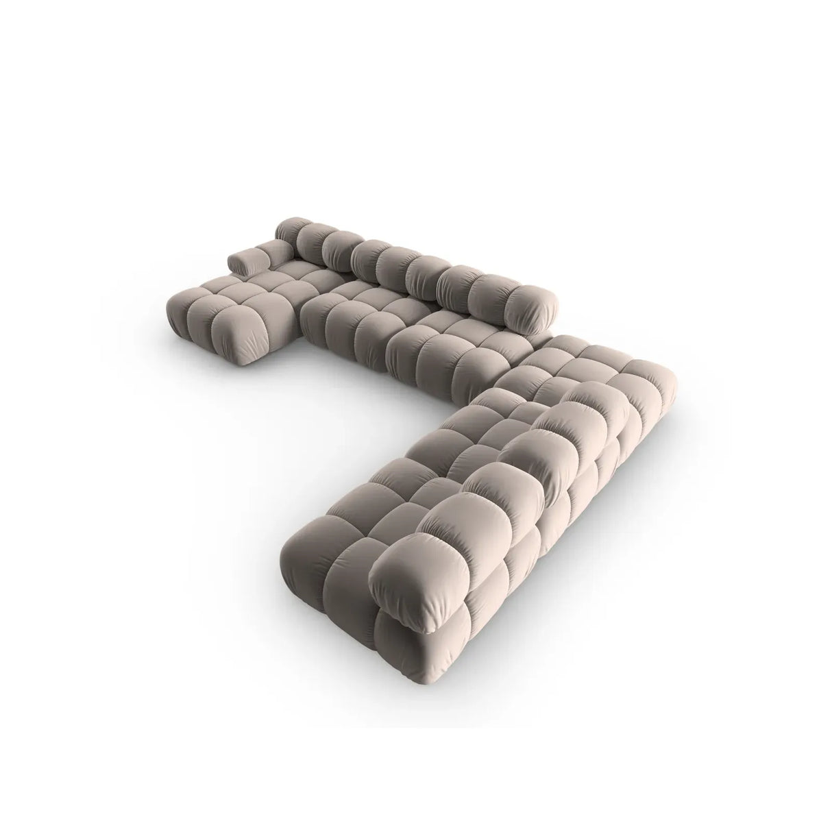 Bellis Modulares Sofa 6 Module Chaise Longue Rechts mit Samtbezug oder 3D-Stoff, 376x282 cm - ZEN ZONE Furniture