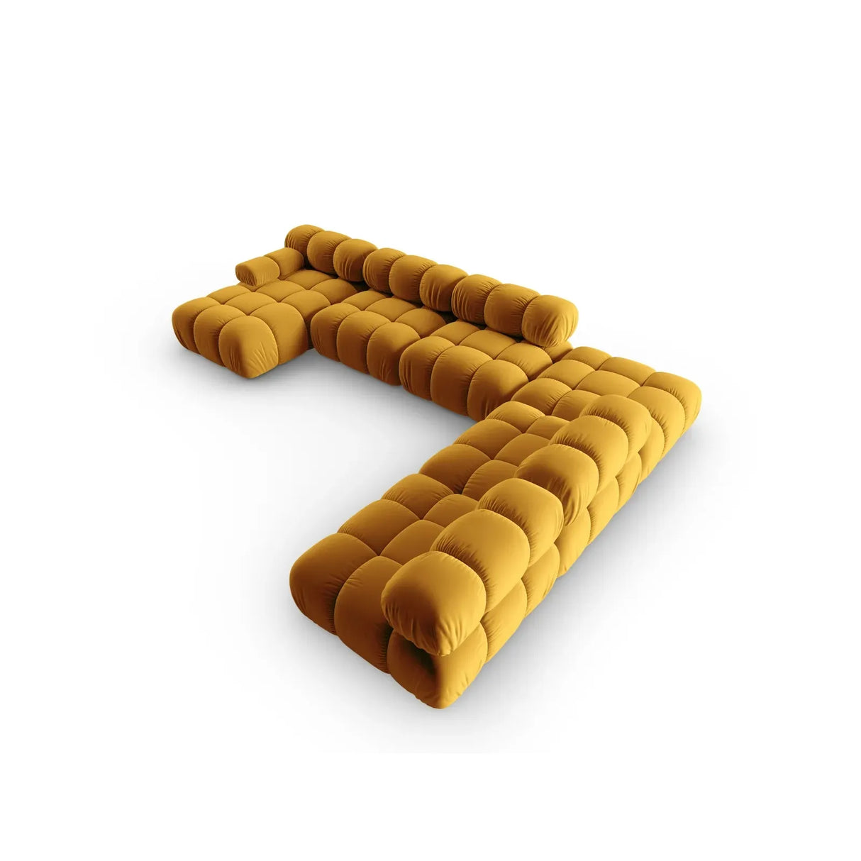 Bellis Modulares Sofa 6 Module Chaise Longue Rechts mit Samtbezug oder 3D-Stoff, 376x282 cm - ZEN ZONE Furniture