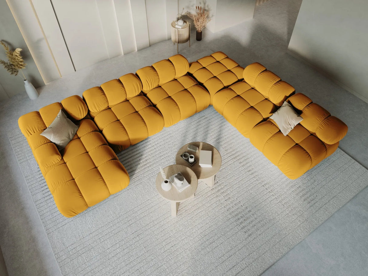 Bellis Modulares Sofa 6 Module Chaise Longue Rechts mit Samt-Stoff (Blu68) in Gelb, 376x282 cm – Bild 9