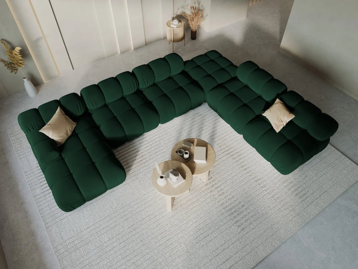 Bellis Modulares Sofa 6 Module Chaise Longue Rechts mit Samt-Stoff (Blu78) in Flaschengrün, 376x282 cm – Bild 2