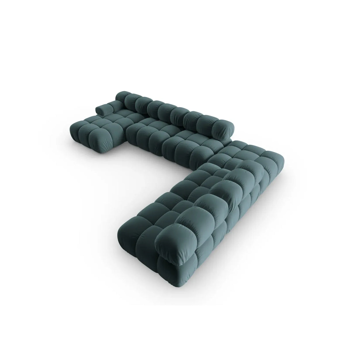 Bellis Modulares Sofa 6 Module Chaise Longue Rechts mit Samtbezug oder 3D-Stoff, 376x282 cm - ZEN ZONE Furniture